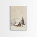 Winter Cabin Canvas Print - Framed Canvas - Minimalist Christmas Art - Boho Christmas Art - Rustic Christmas Art - Winter Decor - Cabin Decor
