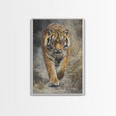 Tiger On The Hunt Framed Canvas Print, Framed Wall Art, Statement Piece, Gift For Him, Father's Day Gift, Tiger Oil Painting