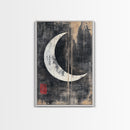 Wabi Sabi Crescent Moon Canvas Print - Moon Painting Wall Art - Moon Wall Art - Japanese Style Art - Japanese Style Decor