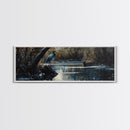 Blue Heron Wall Art, Framed Canvas Print, Nautical Home Decor, Blue Heron Painting, Panoramic Horizontal Wall Art
