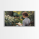 Victorian Oil Painting Print of a Woman In The Garden, Framed Canvas Print, Ready To Hang Art, Woman in Garden Painting Wall Art