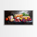 Kitchen Wall Art, Painting of a Charcuterie Board, Kitchen Decor, Modern Art, Food Still Life, Food Oil Painting, Kitchen Painting