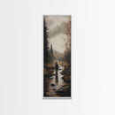 Fly fishing painting outdoor adventure framed canvas print, rustic wall art, serene river scene, nature-themed decor, great gift idea