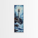 Framed Canvas Print Lighthouse Coastal Decor Nautical Painting Moody Art Ideal Tall Skinny Wall Art Living Room Above Sofa Coastal Painting