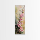 Blooming Pink Cherry Blossoms Art - Framed Canvas Print for Japanese Wall Art, Botanical Decor, Spring Bloom Painting, Nature-Inspired Print