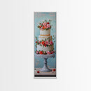 Wedding Decor Painting Print of a Wedding Cake - Framed Canvas Print - Wedding Decorations - Wedding Art - Tall Skinny Wall Art - Narrow Art