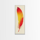 Red and Orange Feather Painting Print - Boho Wall Art - Framed Canvas Print - Tall Skinny Art - Minimalist Home Decor - Rustic Decor