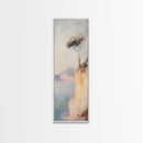 Victorian Landscape Oil Painting Print, Tall Skinny Wall Art, Coastal Painting, Coastal Landscape Art, Italian Seaside Painting, Narrow Wall Art