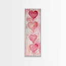 Watercolor Dripping Hearts Framed Canvas Print, Romantic Pink Abstract Art, Light Pink Wall Decor Valentine’s Day Gift Bedroom Art