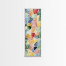 Stained Glass Mosaic Framed Canvas Print Vibrant Moroccan Wall Art Bright Geometric Long Skinny Living Room or Bedroom Decor