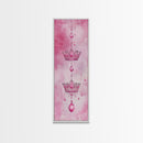 Regal Crown Gem Painting Framed Canvas Print Featuring Pink Abstract Art with Sparkling Gemstone Accents for Whimsical Wall Art Spaces