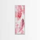 Elegant Feather Art Framed Canvas Print Boho Wabi Sabi Decor Vertical Wall Art Minimalist Feather Design Light Pink Wall Art