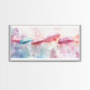 Pastel Umbrellas Canvas Print | Whimsical Watercolor Wall Art | Cottagecore Colorful Decor | Feminine Bedroom Artwork | Light Pink Wall Art