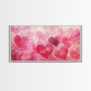 Watercolor Hearts Canvas Print, Romantic Light Pink Wall Art, Feminine Cottagecore Decor, Rustic Artwork Gift Idea, Original Painting