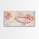 Pearl Bracelet Canvas Print Light Pink Wall Art Feminine Jewelry Artwork Romantic Rustic Decor Cottagecore Aesthetic Bedroom Ar