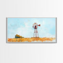 Rustic Windmill Framed Canvas Print Perfect Above Sofa Farmhouse Art Panoramic Artwork Wabi Sabi Inspired Bedroom Horizontal Wall Art