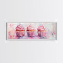 Elegant Cupcakes Canvas Print Horizontal Wall Art Wabi Sabi Art Pink Wall Kitchen Decor Minimalist Bakery Prints
