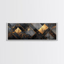Geometric Gold Framed Canvas Print Art Deco Wabi Sabi Wall Art Rustic Modern Decor Unique Above Bed or Sofa Art Living Room Accent