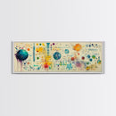 Framed Canvas Print of Science Art with Abstract Diagrams, Therapy Art, Brain Art, Panoramic Wall Art, Horizontal Living Room Art