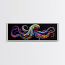 Vibrant Octopus Art Canvas Print Coastal Decor Nautical Wall Art Gift Idea Underwater Ocean Life Abstract Extra Wide Horizontal