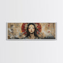 Radiant Goddess Framed Canvas Print Art Nouveau Style Japanese-Inspired Goddess Art Print Bedroom Wall Decoration