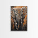 Indian Elephant Art Framed Canvas Print – Kerala Mural Painting, Sacred Geometry Decor, Ganesh Wall Art, Rustic Boho Living Room Art