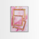 Golden Frames on Pink Canvas Print | Abstract Minimalist Wall Art | Rustic Gold Decor | Wabi Sabi Aesthetic | Living Room Accent | Gift Idea