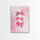 Pink Ribbon Trio Canvas Print, Feminine Wall Art, Light Pink Wall Art, Gift Idea for Her, Whimsical Art, Minimalist Art, Bedroom Wall Decor