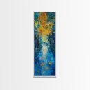 Autumn Reflection, fall painting, birch tree art, mountain painting, rustic wall art, panoramic art, Framed Canvas Print