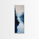 Misty Lake, pine tree art, moody art, mountain painting, wabi sabi art, blue and green wall art, Framed Canvas Print, rustic wall art