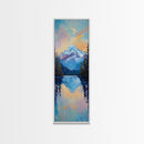 Sunset Mountain, lake Tahoe art, pine tree art, mountain painting, rustic wall art, above couch art, Framed Canvas Print