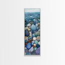 Pebble Beach, mosaic wall art, coastal decor, nautical painting, blue and green wall art, extra wide art, Canvas Print, above sofa art