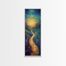 Golden Pathway, landscape painting, sunset painting, nature wall art, panoramic painting, scenic artwork, fall painting, Canvas Print