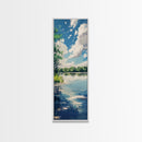 Lake Reflection, Landscape Painting, Moody Art, Coastal Decor, Above Sofa Art, Bedroom Art, Framed Canvas Print