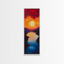 Fiery Sunset, pink orange wall art, landscape painting, moody art, dramatic wall art, framed canvas print, horizontal wall art