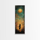 Moonlight, dark romance painting, moody art, forest at dusk painting, celestial art, teal wall art, framed canvas print, gift idea