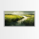Marshland Landscape Art, nature painting, green wall art, botanical prints, landscape painting, framed canvas print, rustic decor