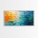 Water Reflection, Abstract Seascape, Nautical Wall Art, Coastal Painting, Horizontal Wall Art, Canvas Print, Extra Wide Art