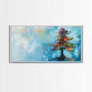 Vibrant Pine Tree, pine tree art, landscape painting, blue and green wall art, colorful abstract art, wabi sabi art, Canvas Print