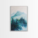 Mountain Painting, Forest Landscape Art, Nature Scene, Blue and Green Wall Art, Tranquil Scenery, Rustic Decor, Canvas Print