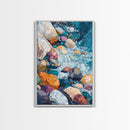 Pebble Beach, Ocean Painting, Canvas Print, Coastal Wall Art, Nautical Decor, Whimsical Art, Abstract Nature Art, Gift Idea