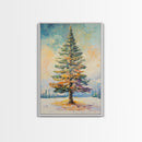 Winter Pine Tree Canvas Print Seasonal Landscape Art Snowy Forest Painting Nature Wall Art Christmas Home Decor Cozy Living Room