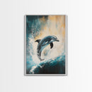 Jumping Dolphin, Dolphin Painting, Coastal Decor, Nautical Painting, Seascape Art, Ocean Art, Canvas Print, Gift Idea