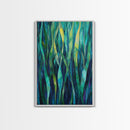 Moody Forest, Abstract Nature Art, Botanical Prints, Green Wall Art, Rustic Decor, Extra Wide Art, Framed Canvas Print, Gift Idea