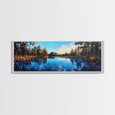 Tranquil Lake Reflection Framed Canvas Print - Nature Landscape Wall Art, Living Room Decor, Serene Water Painting, Cabin Wall Art