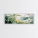 Ocean, Wave, Green, Storm, Canvas Print, Coastal Art, Nautical Wall Art, Living Room Decor, Dynamic Abstract Seascape Painting