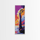 Lone Tree, Coastal Sunset Art, Framed Canvas Print, Nature Landscape Art, Vibrant Sky Decor, Serene Home Art, Relaxing Wall Art