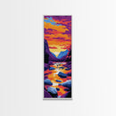 Mountain River, Vibrant Sunset Art, Framed Canvas Print, Nature Wall Decor, Rustic Home Art, Boho Landscape Art, Living Room Wall Art