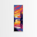 Sunset Pines, Tranquil Forest, Framed Canvas Print, Cabin Decor, Serene Landscape, Nature Art, Fall Home Accent, Living Room Art