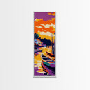 Sunset Boats, Vibrant Lake Scene, Framed Canvas Print, Nautical Wall Art, Living Room Art, Colorful Landscape, Coastal Decor, Cabin Art